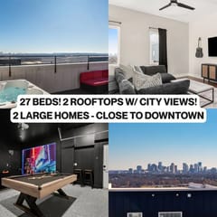 27 Beds | Rooftop Hot Tubs + CityViews + Game Room